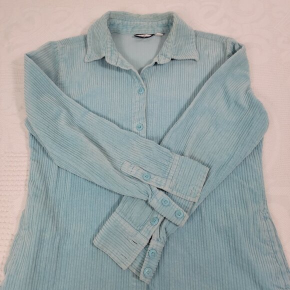 Croft & Barrow women's shirt corduroy shacket side pockets‎ pastel mint size S - Picture 4 of 15